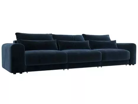 Диван прямой Лига-056 НПБ Лонг Велюр TOWER 13 синий