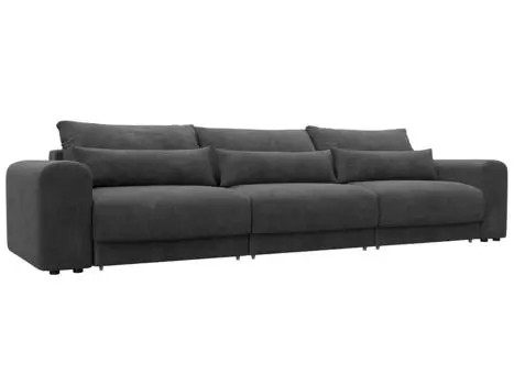 Диван прямой Лига-056 НПБ Лонг Велюр BRUT 16 темно-серый