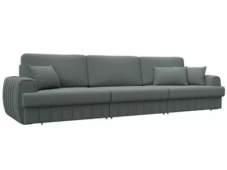 Диван прямой Лига-057 НПБ Лонг Рогожка Амур 07 серый