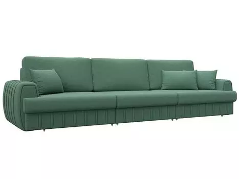 Диван прямой Лига-057 НПБ Лонг Рогожка Амур 11 зеленый