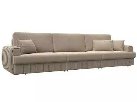 Диван прямой Лига-057 НПБ Лонг Велюр SEVEN 729 бежевый