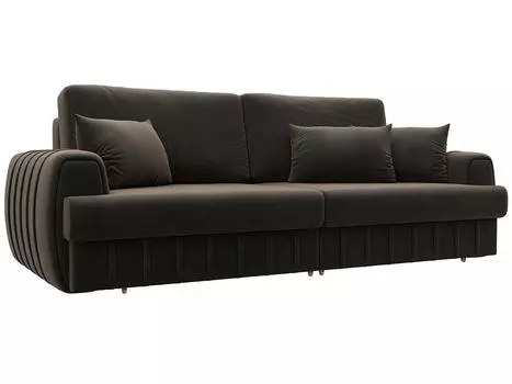 Диван прямой Лига-057 НПБ Велюр SEVEN 727 коричневый