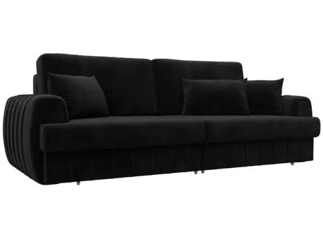 Диван прямой Лига-057 НПБ Велюр SEVEN 35 черный