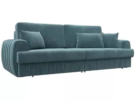 Диван прямой Лига-057 НПБ Велюр SEVEN 113 бирюзовый