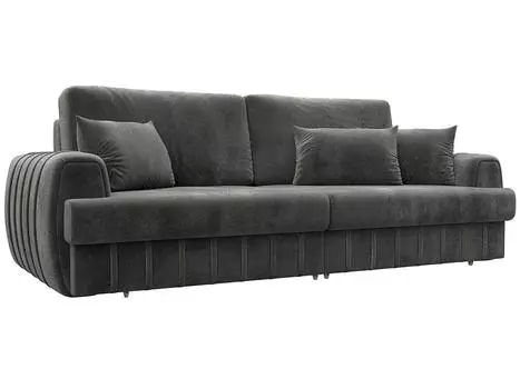 Диван прямой Лига-057 НПБ Велюр TOWER 10 серый