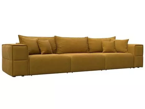 Диван прямой Лига-058 НПБ Лонг Велюр BRUT 10 желтый