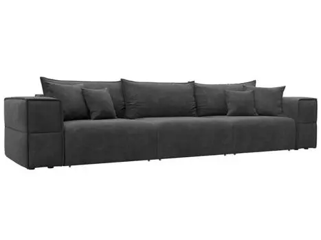 Диван прямой Лига-058 НПБ Лонг Велюр BRUT 16 темно-серый