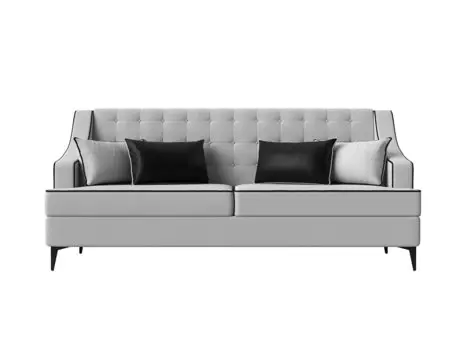 Диван прямой Марк экокожа белый кант черный