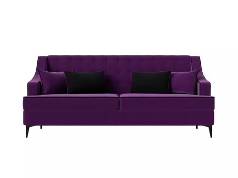 Диван прямой Марк микровельвет фиолетовый кант черный