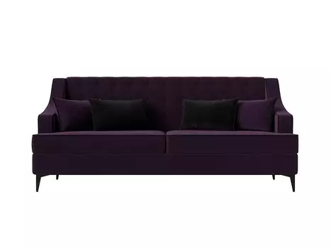 Диван прямой Марк велюр фиолетовый кант черный