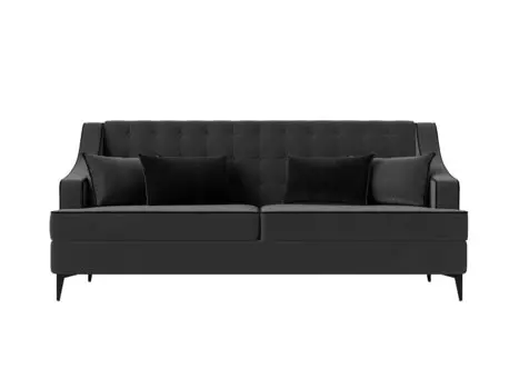 Диван прямой Марк велюр серый кант черный