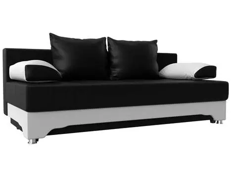 Диван прямой Ник-2 Экокожа Чёрный/Белый