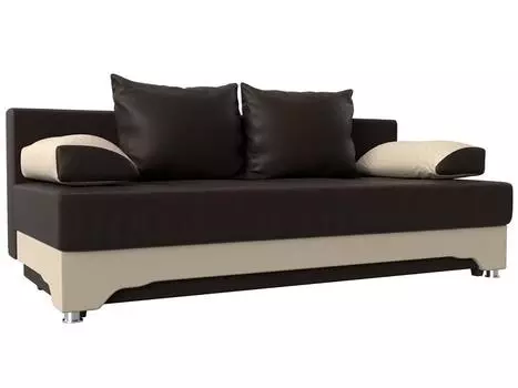 Диван прямой Ник-2 Экокожа Коричневый/Бежевый