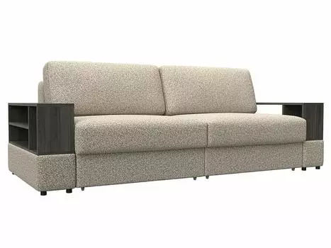 Диван прямой с 2 полками Лига-055 НПБ Велюр NESS 04 бежевый