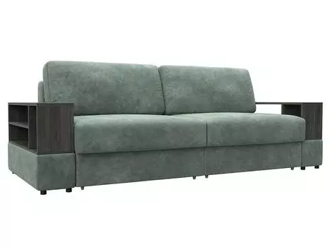 Диван прямой с 2 полками Лига-055 НПБ Велюр BRUT 08 зеленый