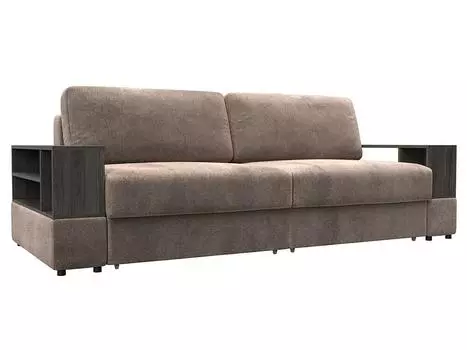 Диван прямой с 2 полками Лига-055 НПБ Велюр TOWER 05 бежевый