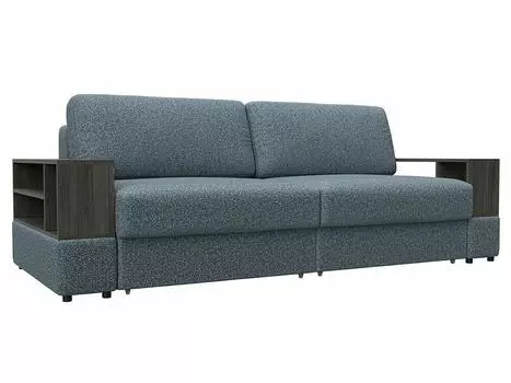 Диван прямой с 2 полками Лига-055 НПБ Велюр NESS 12 серый