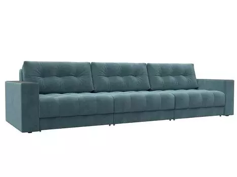 Диван прямой с декором Лига-049 НПБ Лонг Велюр SEVEN 113 бирюзовый