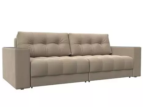 Диван прямой с декором Лига-049 НПБ Велюр SEVEN 729 бежевый