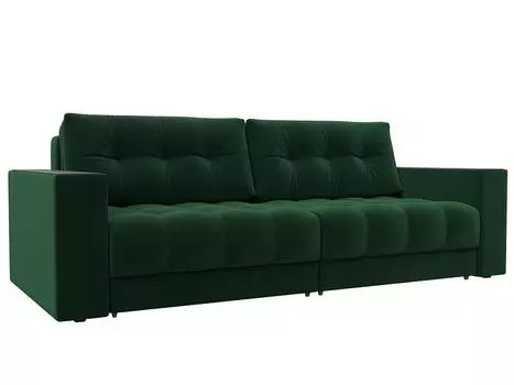 Диван прямой с декором Лига-049 НПБ Велюр SEVEN 626 зеленый