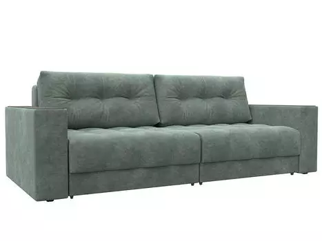 Диван прямой с декором Лига-049 НПБ Велюр BRUT 08 зеленый