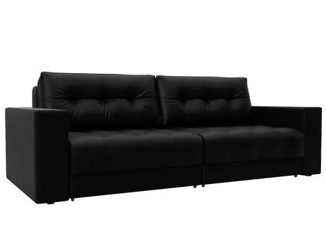 Диван прямой с декором Лига-049 НПБ Экокожа GRIFON 18 черный