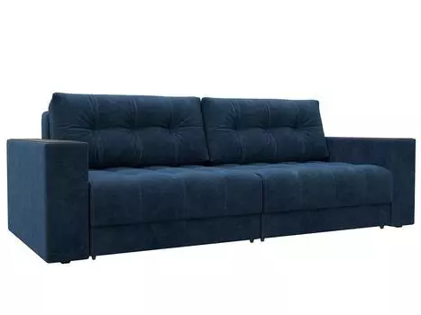 Диван прямой с декором Лига-049 НПБ Велюр BRUT 11 синий