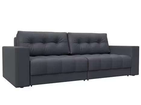 Диван прямой с декором Лига-049 НПБ Экокожа GRIFON 15 серый