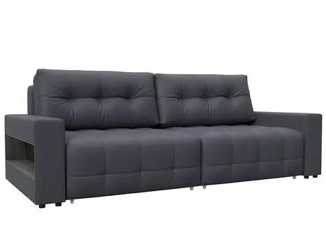 Диван прямой с полками Лига-053 НПБ Экокожа GRIFON 15 серый