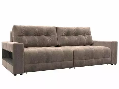 Диван прямой с полками Лига-053 НПБ Велюр TOWER 05 бежевый