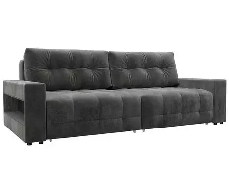 Диван прямой с полками Лига-053 НПБ Велюр TOWER 10 серый