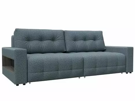 Диван прямой с полками Лига-053 НПБ Велюр NESS 12 серый