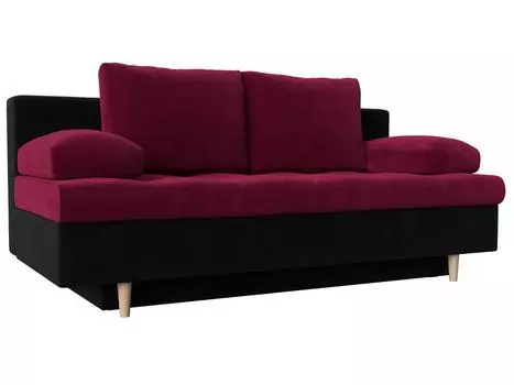 Диван прямой Спенсер Микровельвет Бордовый/Чёрный