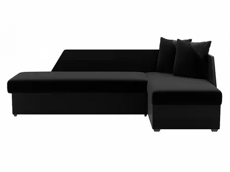 Диван угловой Андора правый Микровельвет Черный Экокожа Черный