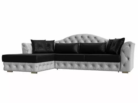 Диван угловой Артис левый угол Экокожа Чёрный/Белый