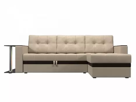 Диван угловой Атланта М правый Экокожа Бежевый