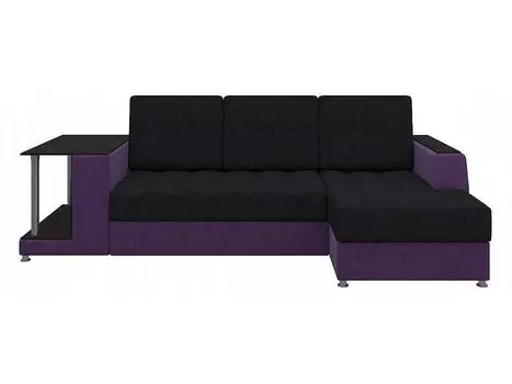 Диван угловой Атланта правый Микровельвет Черный Фиолетовый