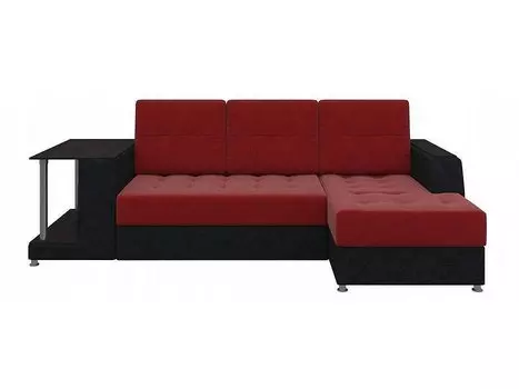Диван угловой Атланта правый Микровельвет Красный Черный