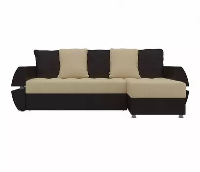 Диван угловой Атлантида У/Т правый Экокожа Бежевый Коричневый