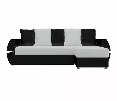 Диван угловой Атлантида У/Т правый Экокожа Белый Черный
