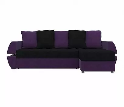 Диван угловой Атлантида У/Т правый Микровельвет Чёрный Фиолетовый