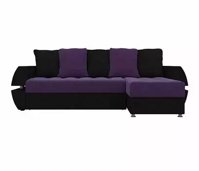 Диван угловой Атлантида У/Т правый Микровельвет Фиолетовый Черный