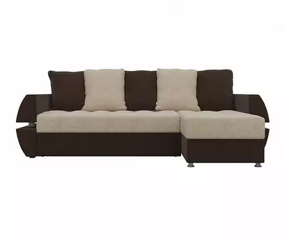 Диван угловой Атлантида У/Т правый Микровельвет Бежевый Коричневый