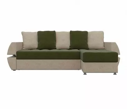 Диван угловой Атлантида У/Т правый Микровельвет Зеленый Бежевый