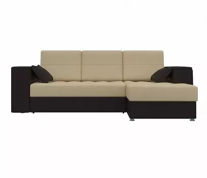 Диван угловой Атлантис правый Экокожа Бежевый Коричневый