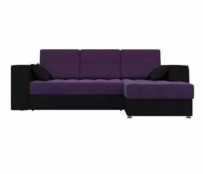 Диван угловой Атлантис правый Микровельвет Фиолетовый Черный