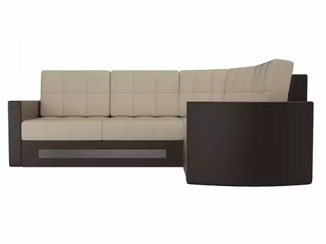 Диван угловой Белла правый Экокожа Бежевый Коричневый