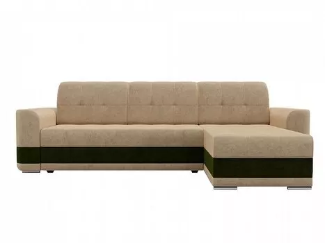 Диван угловой Честер правый Микровельвет Бежевый Зелёный