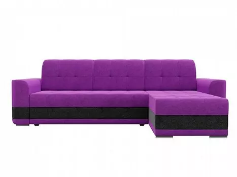 Диван угловой Честер правый Микровельвет Фиолетовый Чёрный