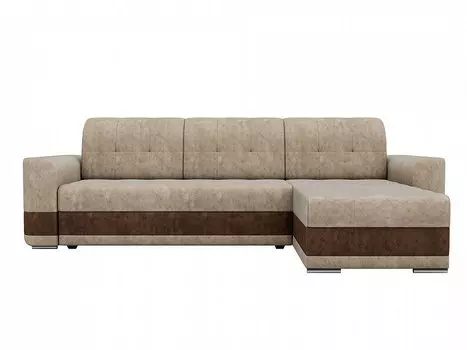 Диван угловой Честер правый Велюр Бежевый Коричневый